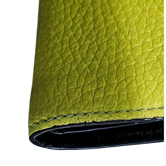 BURBERRY Mens Wallet Embossed Leather Bifold Neon Yellow Authentic Full Set Box - Picture 12 of 16